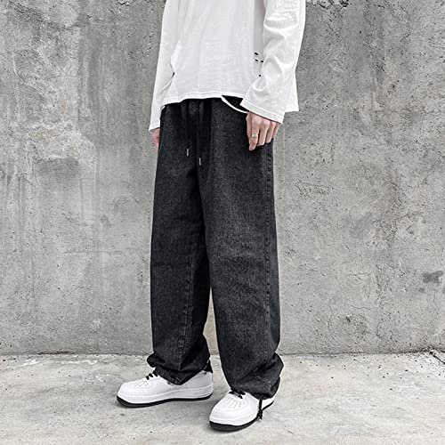 Maiyifu-GJ Men's Loose Fit Straight Leg Jeans Drawstring Elastic Waist Denim Jeans Lightweight Relaxed Fit Pull On Jean Pants4