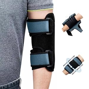 Elbow Brace with Removable Metal Splints, Cubital Tunnel Brace for Sleeping, Tendonitis Elbow Splint, Ulnar Nerve Entrapment brace, Tennis Elbow Brace, Adjustable Stabilizer Elbow Support for Women and Men