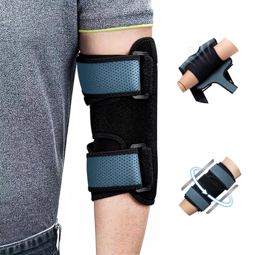 Elbow Brace with Removable Metal Splints, Cubital Tunnel Brace for Sleeping, Tendonitis Elbow Splint, Ulnar Nerve Entrapment brace, Tennis Elbow Brace, Adjustable Stabilizer Elbow Support for Women and Men