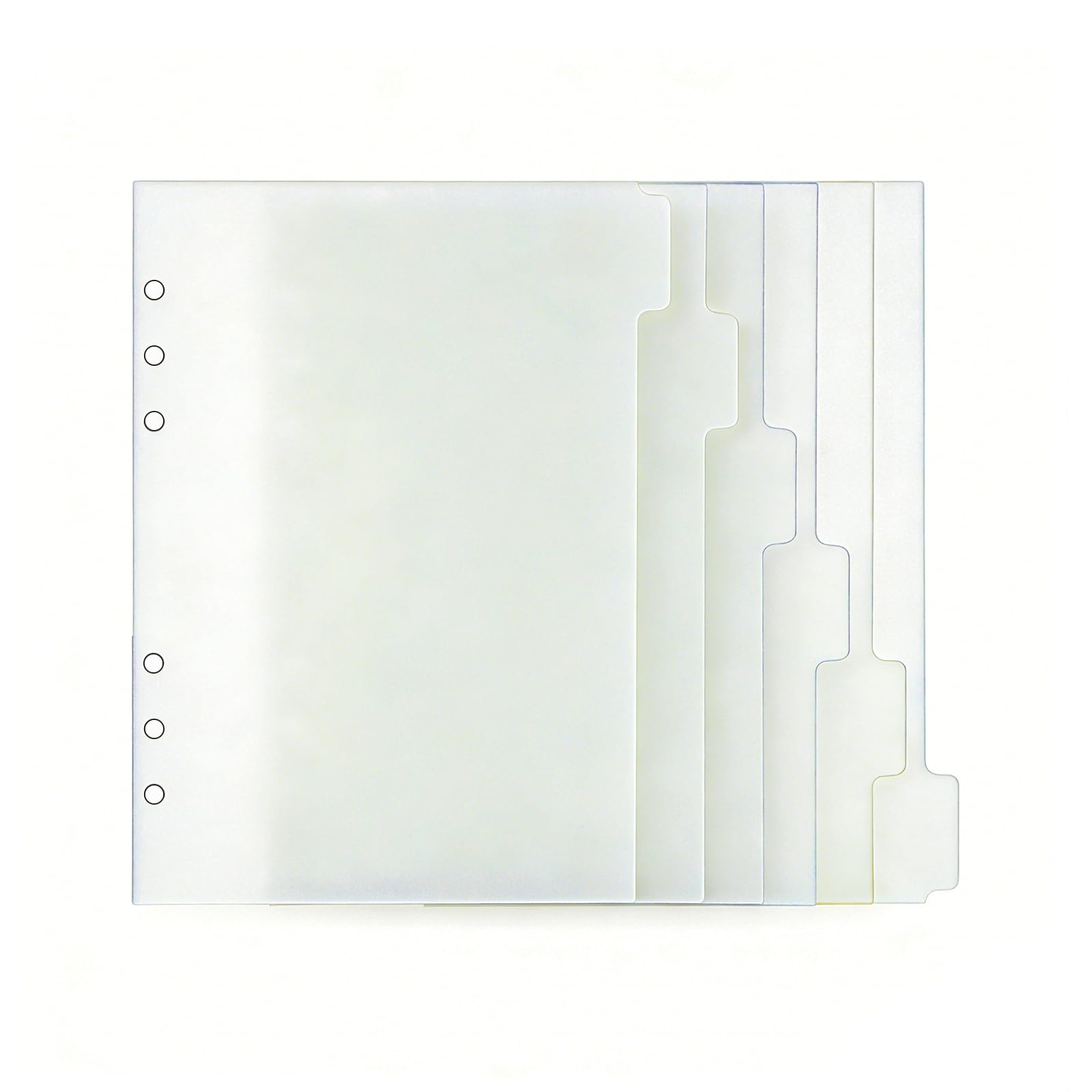 NatSumeBasics Polypropylene A5 Binder Index Dividers, 6 Tabs, 6 Holes, Frosted