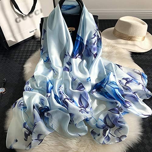 Image of Floral Printed Silk stole | silk Scarf for Women | stylish silk stole for women | Soft Lightweight Stole, Shawl & Neck Wrap | Scarf for Wedding, Party, Travel & Casual Wear