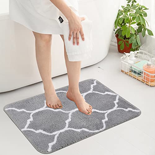 Homcomodar Tapis de Salle de Bain Absorbant 45x65cm Tapis de Bain antidérapant Gris Lavable Tapis pour Salle de Bain en Microfibre Tapis de Douche Cover