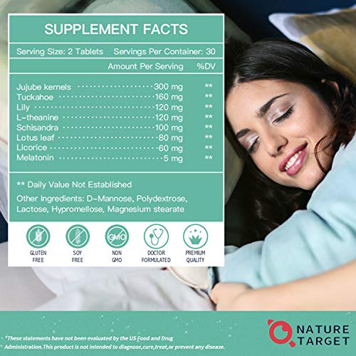 Natural Sleep Aid with Melatonin and L-Theanine - Strong Sleeping Pills for Insomnia,Stress & Anxiety Relief - Fall Asleep Faster & Wake Up Energized,Melatonin Pills for Adults 60 Counts