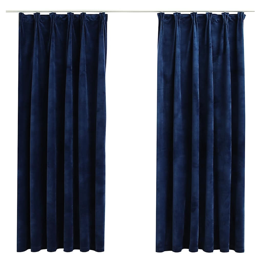 Lot de 2 rideaux en velours bleu foncé - 140 x 175 cm