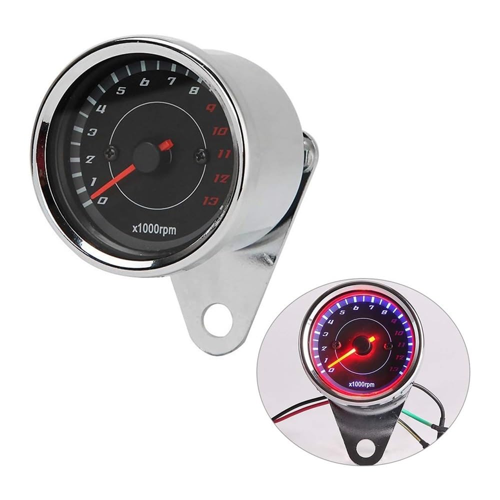 Compteur kilométrique Tachymètre De Moto Compte-tours Odomètre Universel 13000 Tr/min LED Veilleuse Rétro-éclairage Jauge Tacho Adapté Au Moteur Monocylindre