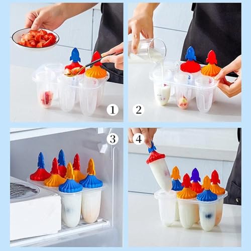 Image of TASTIC 6 Cavity Plastic Reusable Food Grade Material Homemade Frozen ICE Candy Maker, ICE Cream Mould, Popsicle Mould, Icemaker, KULFI Maker, Moulds for All Age (Multicolor) (Multicolor)