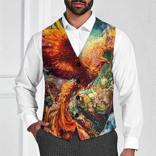 Fire P.hoenix Treasure Jewelry Men's Formal Suit Vest for Business Formal Or Casual Dress Waistcoat Wedding2
