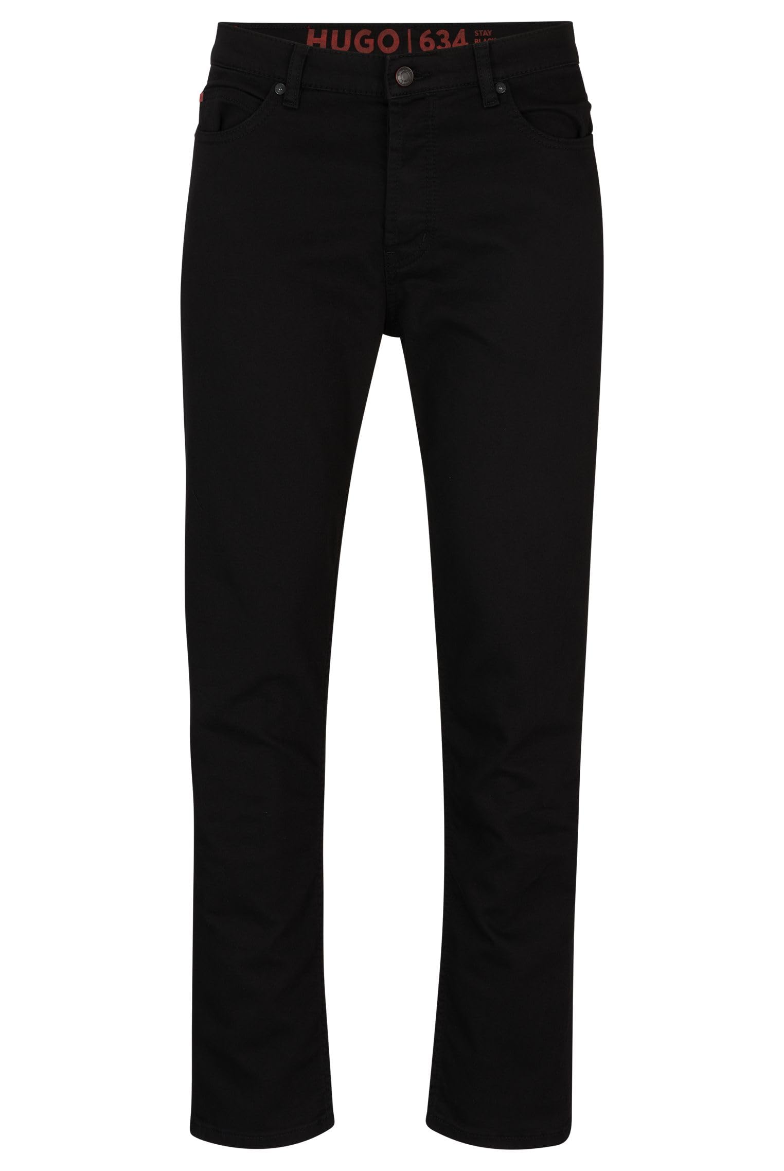 HUGO Mens 634 Tapered-fit Jeans in Black Comfort-Stretch Denim
