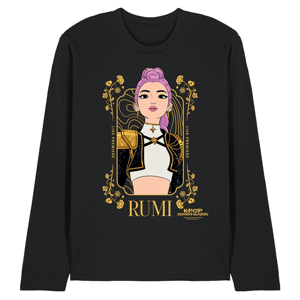 Kpop Demon Hunters Rumi Golden Frame Unisex Long Sleeve T Shirt, Black, Medium