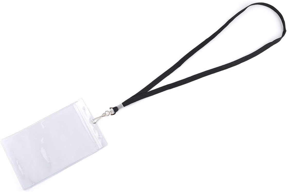 LGEGE 48 pcs Badge Holder with Lanyard, Extra Large 6x4" Transparent Badge Holders for Passport ID Card, Cash, Plane Ticket, Receipts, Credit Card