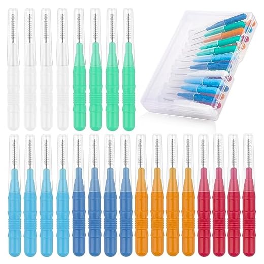 NVIYAM 24 Pcs Brossettes Interdentaire Cure-Dents Interdental Brush Brosse Dentaire Portable Avec Couvercle Dentaire Brosse d'Hygiène Plastique Dent Brossette