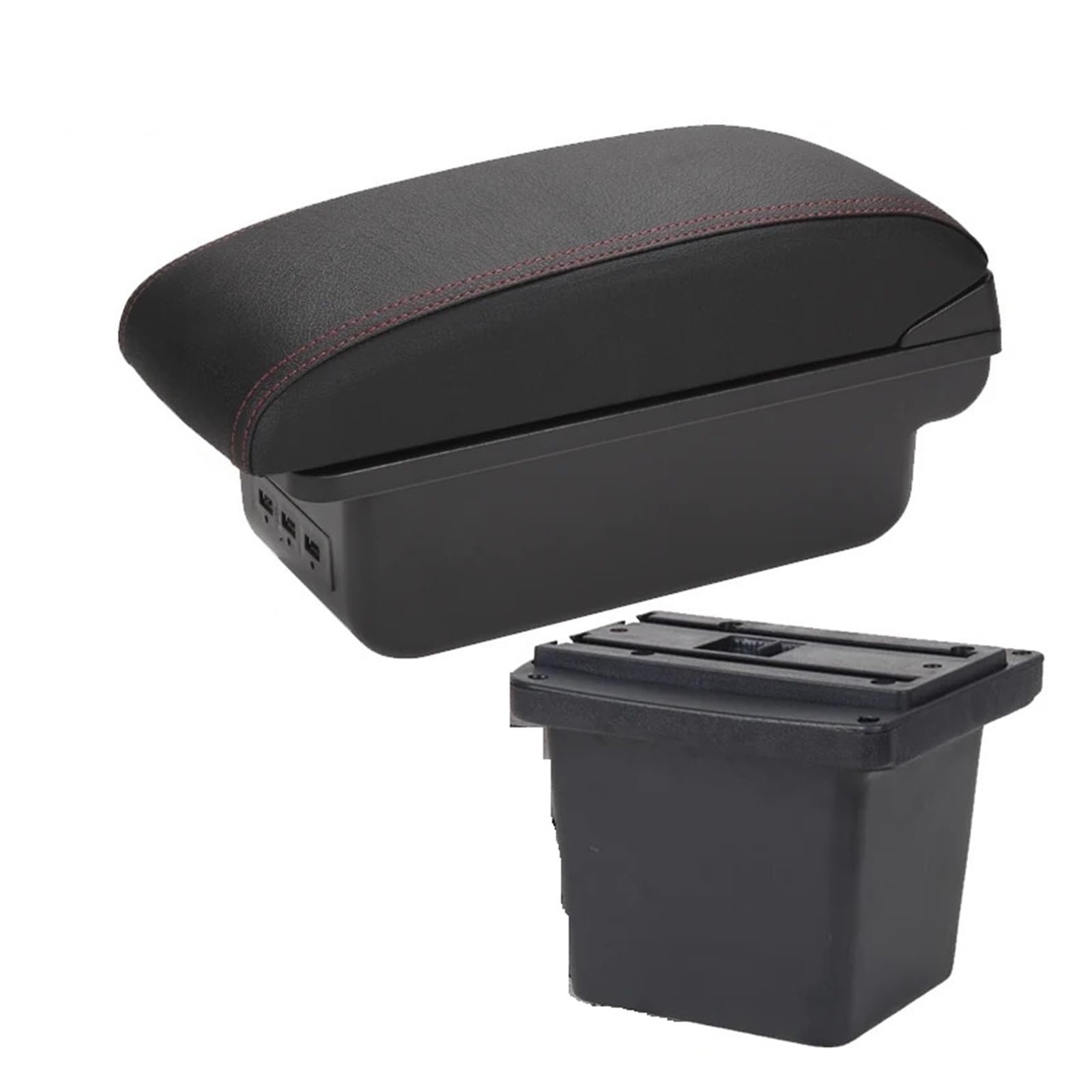 GBGWRMRYX Center Armrest Box For Hyundai For Elantra For Touring For I30 For FD I30cw 2007-2010 2011 Car Armrest Storage Box Retrofit Accessories Arm Rest(B1 Black red 3USB)