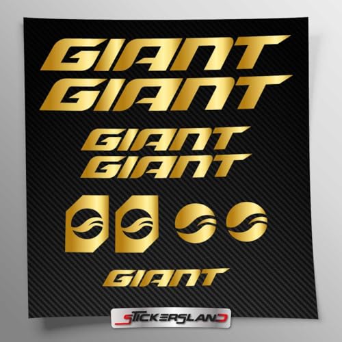 Stickersland® Aufkleber-Set kompatibel mit Rahmen Giant MTB Mountainbike und Helm | Aufkleber-Aufkleber für Fahrrad Schriftzug Logos | Stickersland® (Gold glänzend metallisch)