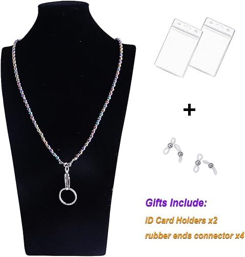 Miniatura 10 de C&L Accessories Cordón para mujer, cordones con cuentas para tarjetas de identificación, soporte para profesores, llavero, collar, correa para gafas