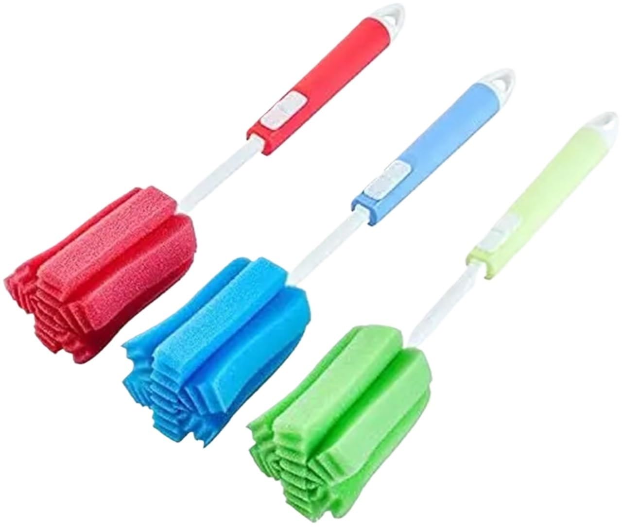 Scovolino per Bottiglie Spazzola in spugna for pulizia bottiglie da 3 pezzi con manico lungo regolabile for caffettiere, tazze
