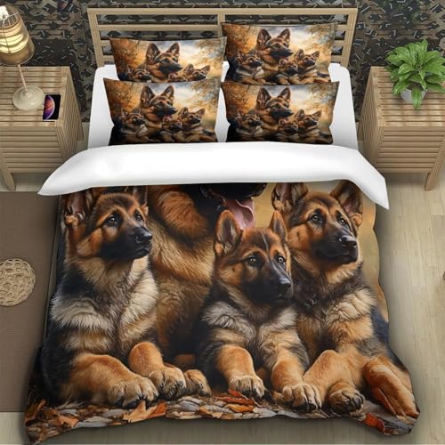 Housse de couette 135x200 berger allemand imprimé 3D microfibre lit single - 5