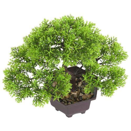 Abaodam Artificial Bonsai Tree Faux Greenery Potted Plant Small Pine Needle Juniper Fake Plant Decor for Indoor Home Office Desk Table Decoration
