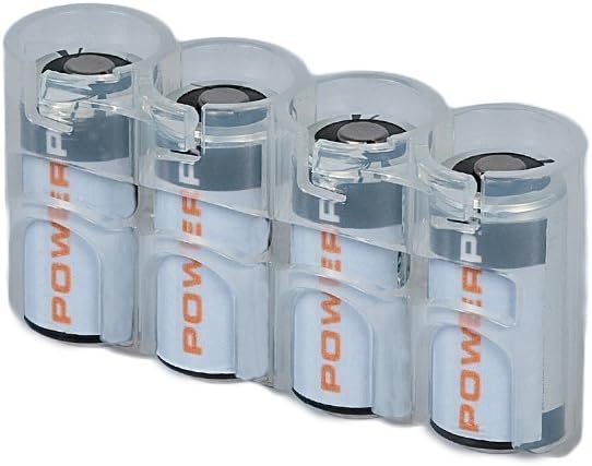 by Powerpax Slimline CR123 Battery Storage Caddy, Clear, Holds 4 Batteries (Not Included)