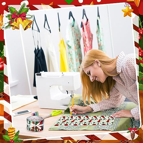 Hosuly 40 Pcs Christmas Fabric Jelly Fabric Quilting Patchwork Roll Red and Green Quilting Strips 2.55 Inch Precut Santa Claus Tree Snowman Cardinal Patchwork Roll for Xmas Winter Sewing DIY Craft