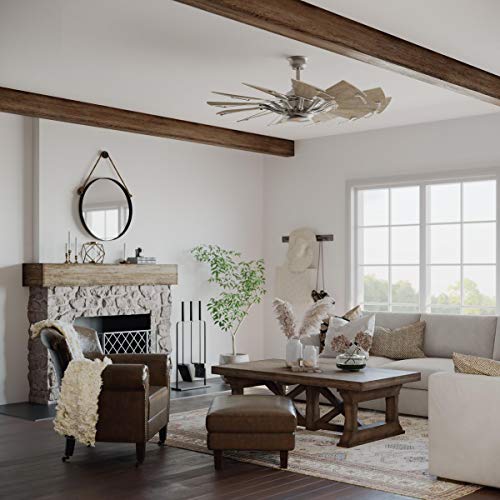Image of Progress Lighting Springer Collection DC Motor Farmhouse Windmill Ceiling Fan, Antique Nickel, 12-Blade (52 inch W x 17-3 /8 inch H) P250065-081
