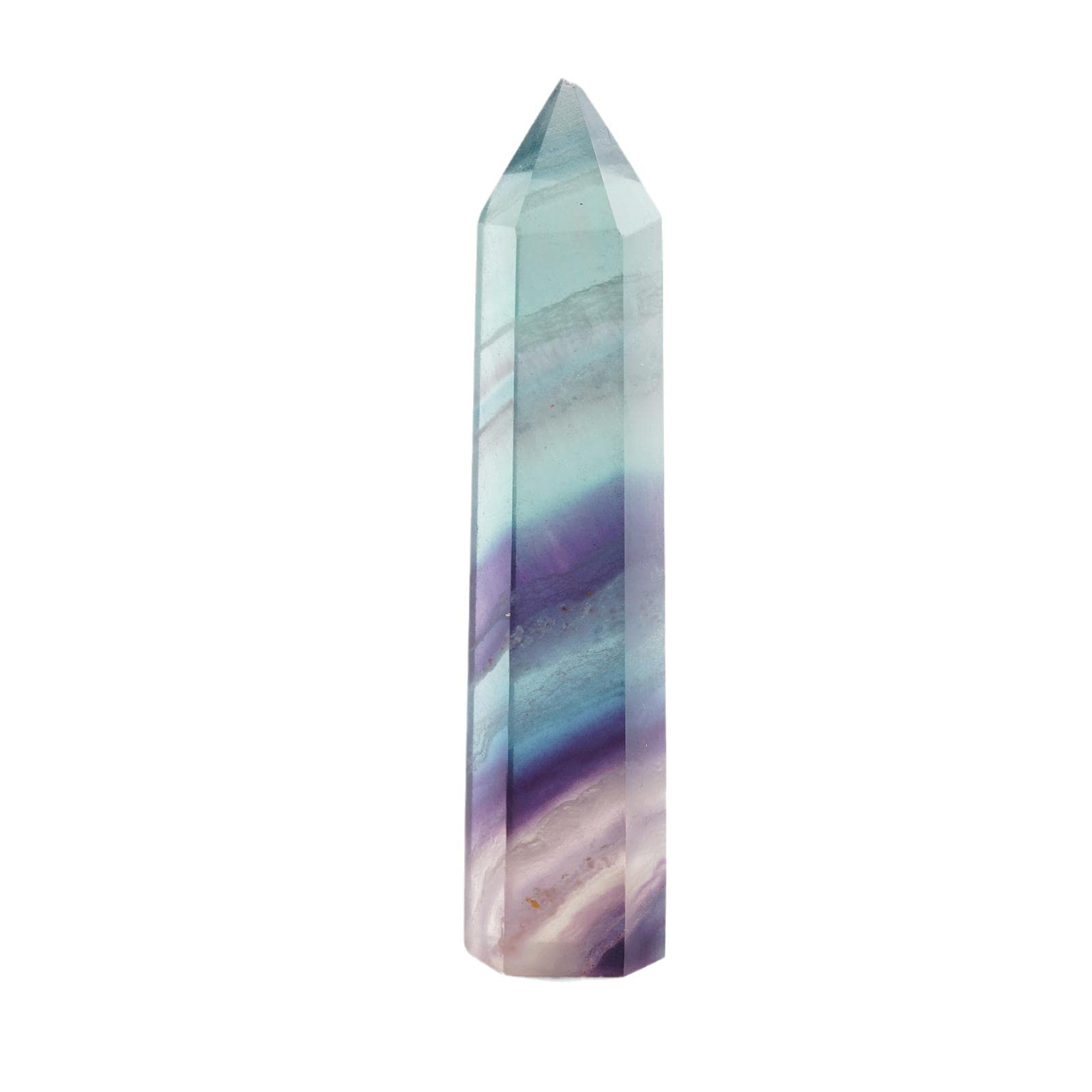 Colorful Natural Fluorite Crystal Stone Hexagonal Striped Energy