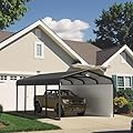 Benass 12x20 Metal Carport, Galvanized Steel Roof Car Port with Remvoable Polyethylene Sidewalls