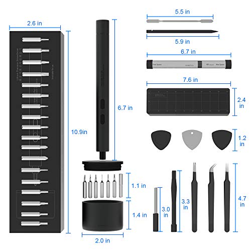 Docosu Cordless Electric Screwdriver Mini Electric Screwdriver Lithium Electric Precision Screwdriver Rechargeable Electronics Power Screwdriver Sets With LED Light Electric Screwdriver Rechargeable