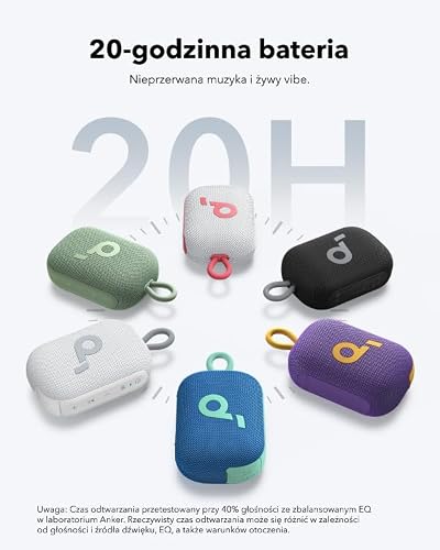 Soundcore Select 4 Go to ultra przenośny głośnik Bluetooth firmy Anker z czasem odtwarzania do 20 godzin, wodoodporny i pyłoszczelny (IP67), unoszący się na wodzie (biały)