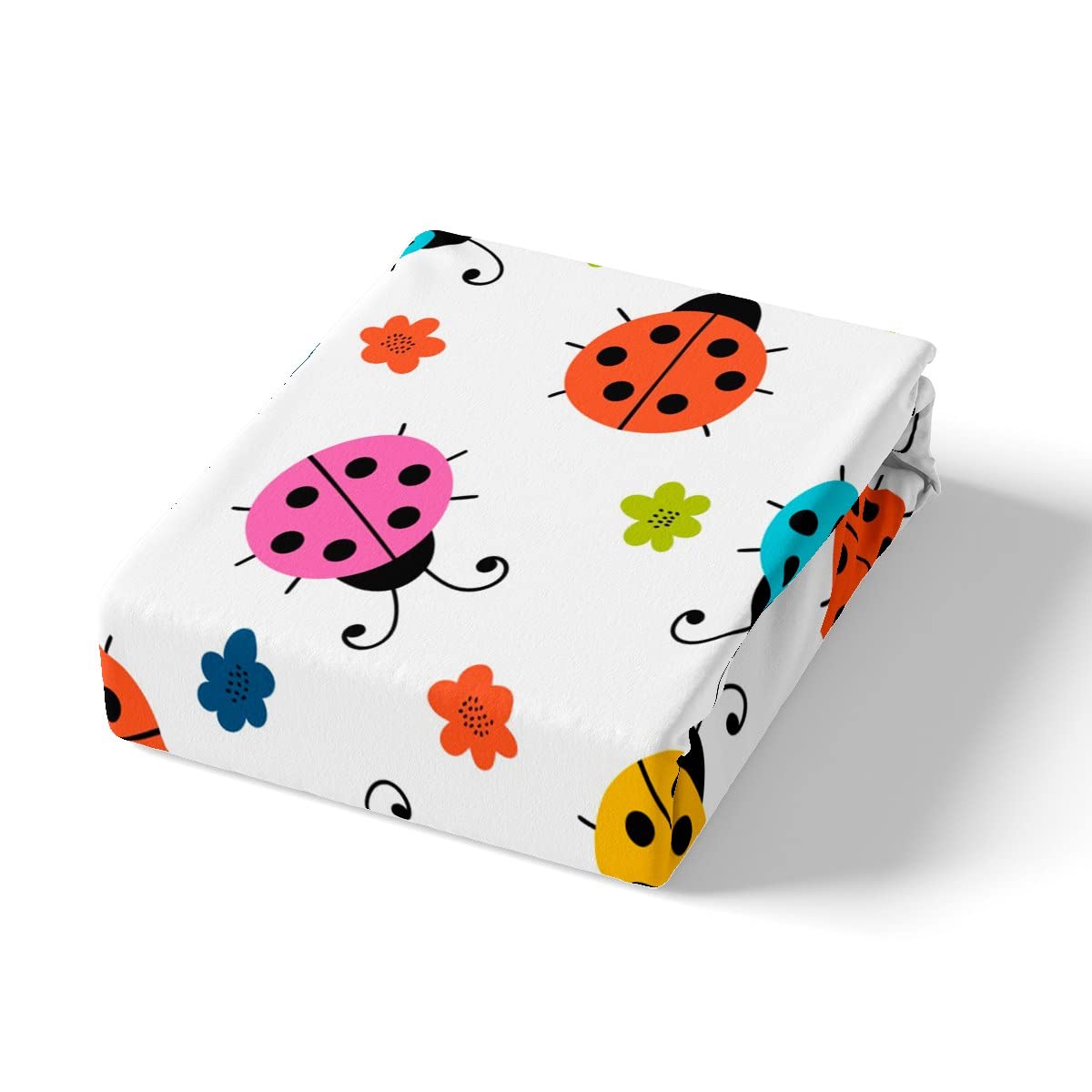 Castle Fairy Set di biancheria da letto per bambini e ragazzi, motivo coccinella, motivo floreale ad acquerello e animali, lenzuolo con angoli, decorazione entomologica, 2 pezzi, 1 copripiumino e 1