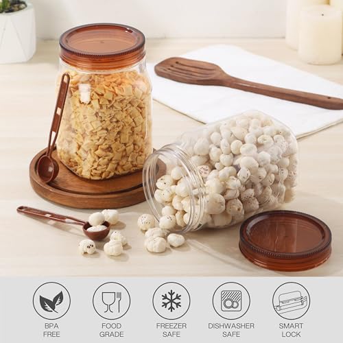 Image of Cello Retro Kitchen Storage Jars Set of 2, (2 x 1500 ml) | Premium Food Grade Quality, BPA Free, Air Tight Clip Lock, Stackable Container | Multipurpose Plastic Storage Container For Home Kitchen Gift