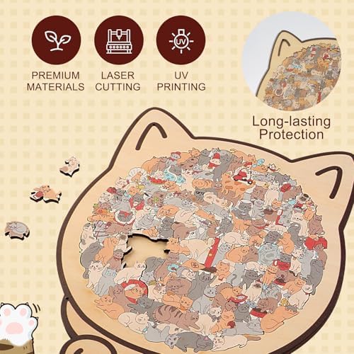 Xanthelle Wooden Puzzle for Adults Wooden Puzzle, Cat Puzzle, Wooden Cat Puzzle for Patience Games for Adults - Image 3