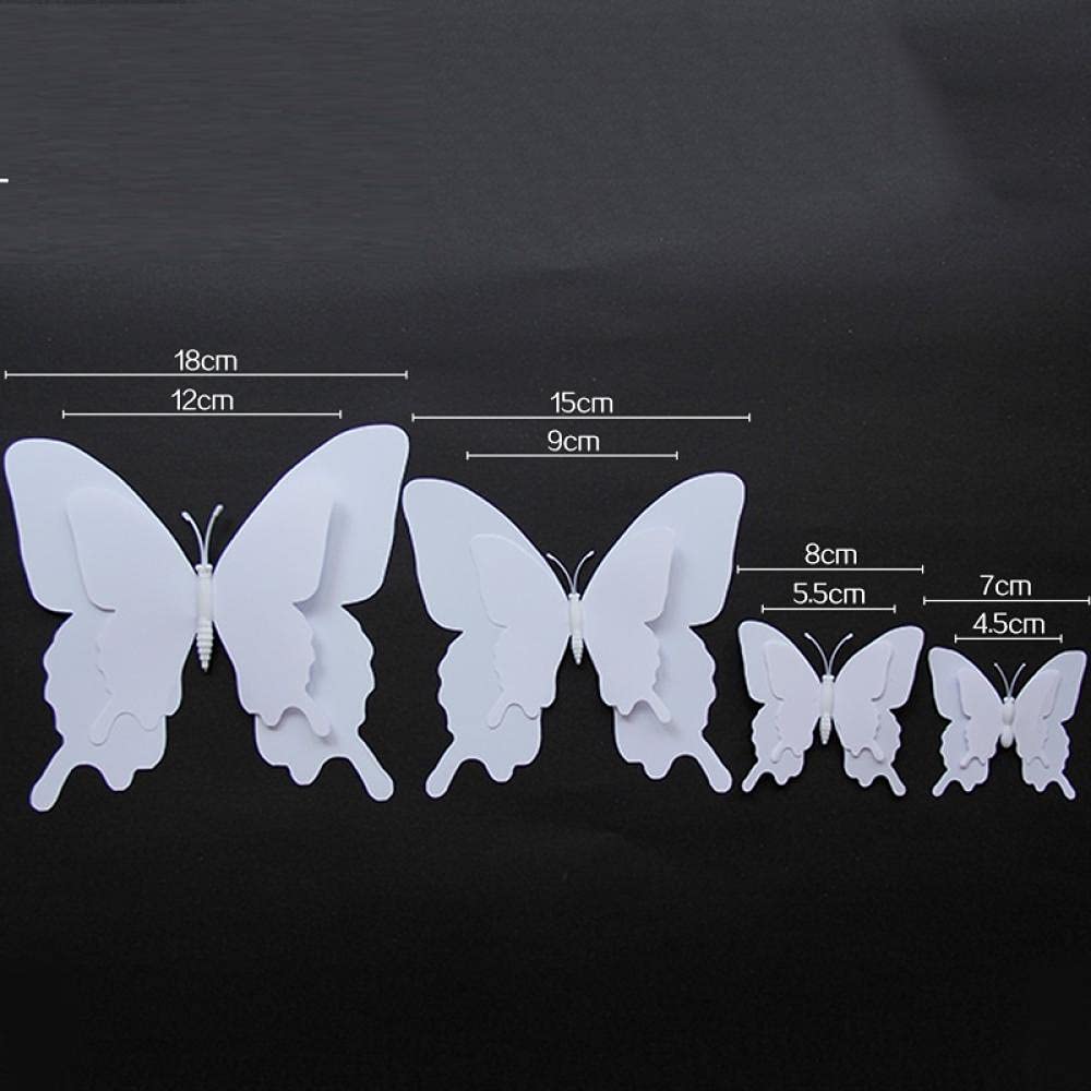 Dekorative Wandsticker 100 Stücke Doppelschicht Dreidimensionale Weißer Schmetterling 3D Dekoration Hochzeit Fotografie Fenster Wandmalerei Kann Gefärbt Werden Pvc Wandaufkleber 18 + 12 Cm