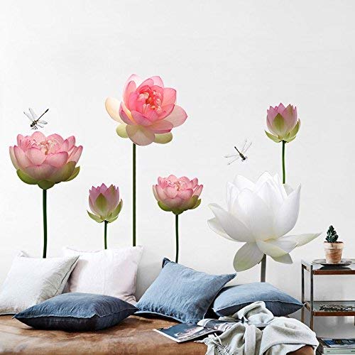 Pegatinas de loto decorativas para pared de pasillo y salón autoadhesivas removibles GZZ 1