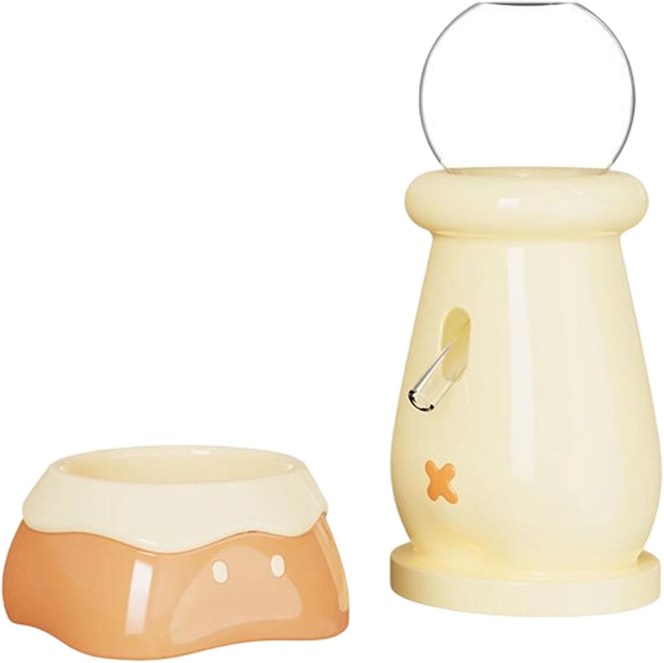 Ergonomic Small Animal Feeder Ceramic Dish and Water Bowl Feeding Systems for Hamster Cage Feeding and Decoratioin Hamster Food Bowl Water Dispenser Set