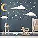 Dan & Dre - Adesivo da parete in vinile con nuvole di cielo e luna e stelle, decorazione per cameretta dei bambini
