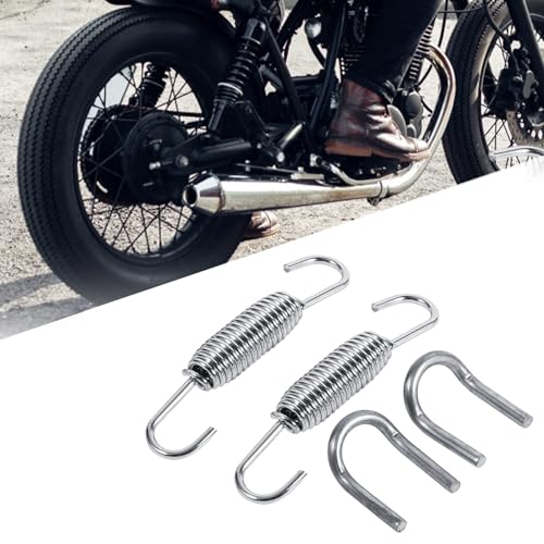 Auspufffeder, 65 mm Motorrad-Auspufffeder Motorrad-Auspuffrohr, drehbare Edelstahl-Auspufffedern Silber für Motorräder