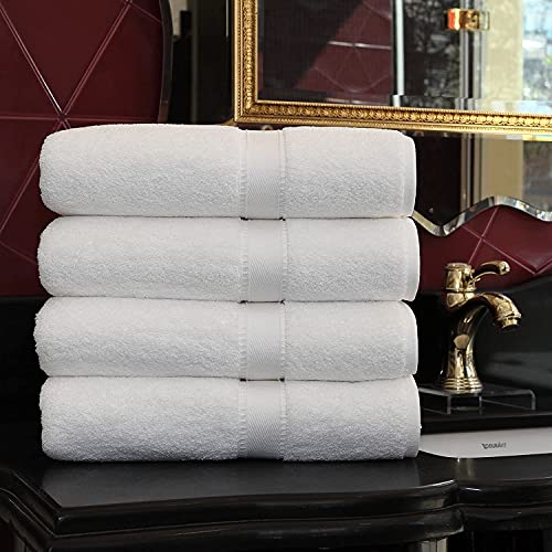 Linum Home Textiles TR00-4BT Terry Premium Authentic Soft 100% Turkish Cotton Luxury Hotel Collection Bath Towels (Set of 4) -White (4 White) - Thumbnail 4