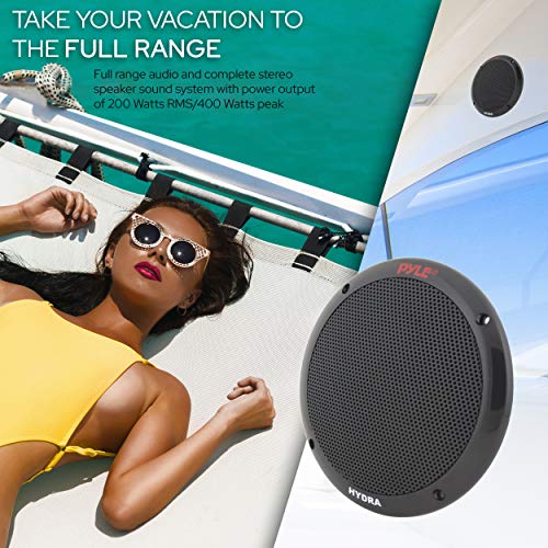 Image of Pyle 6.5 Inch Dual Marine Speakers-2 Way Waterproof & Weather Resistant Outdoor Audio Stereo System with 400 Watt Power,Polypropylene Cone & Butyl Rubber Surround-1 Pair-PLMR605W (Black) (Pack of 12)