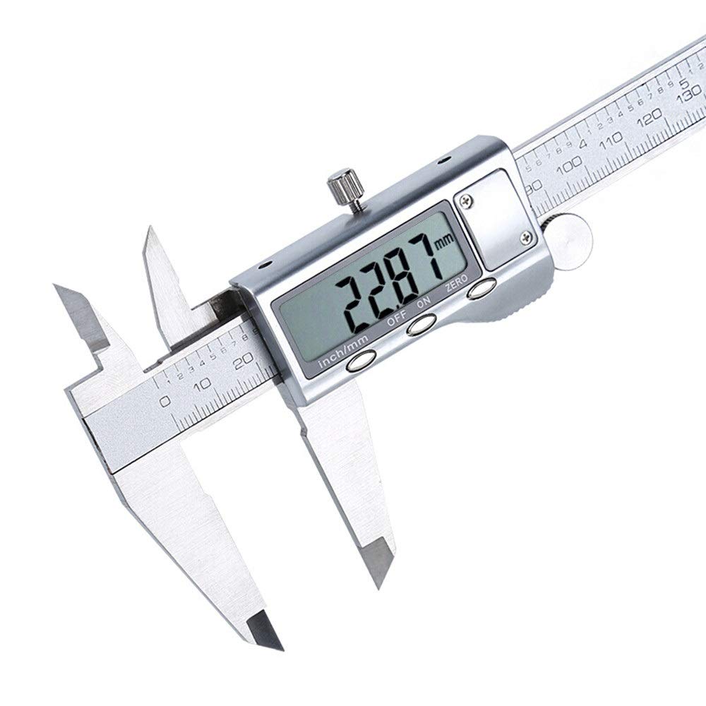 Calibradores Vernier Calibrador de acero inoxidable de alta precisión Resolución de 0,01 mm con caja de almacenamiento Calibradores digitales de 0-150 mm (plata, talla única), calibradores (talla