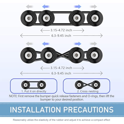 icykale 1 PC Car Bumper Quick Release Bracket, 4 Quick Release Tabs + 8 O-Ring + 4 Screw Kit, Vehicle Fender Bracket Adapter, Universal Automotive Hook Lock Security Clip Accessories (Black)