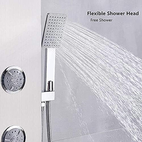 Columna de Ducha de Acero Inoxidable 304 con 3 Jets de Masaje, Mezclador con Grifo, Ducha de Lluvia y Ducha Manual, Instalación de Pared miniatura 5