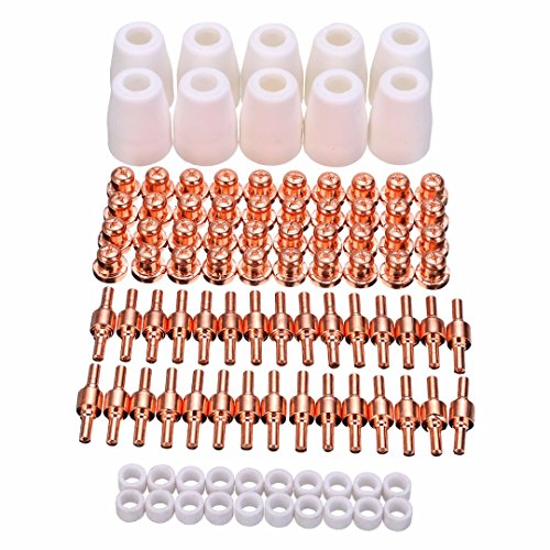 MORTENTR Alffun 100Pcs PT-31 LG-40 Air Plasma Cutter Cutting Nozzles Electrode Tip Torch Consumable Kits 40A Fit for LGK-40 CUT-40 BPS40 Mayitr