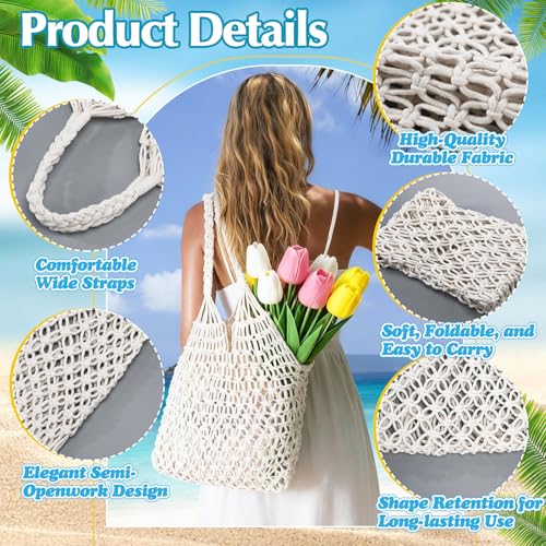 Bolso Tote Boho Macrame para Playa 8 pzas miniatura 5