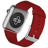 Apple Watch Band, JETech 38mm Buffalo Leather Strap Wrist Band Replacement w/ Metal Clasp for Apple Watch All Models 38mm (Red)