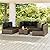 LHBcraft 7 Piece Patio Furniture Set, Outdoor Furniture Patio Sectional Sofa Set, All Weather PE Rattan Outdoor with Black Cushion and Glass Table