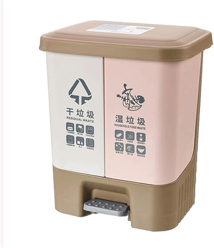 Papelera de cocina de doble barril, para interiores y exteriores, resistente, 2 en 1, papelera de reciclaje y residuos (Dustbins B de 4.2 galones)