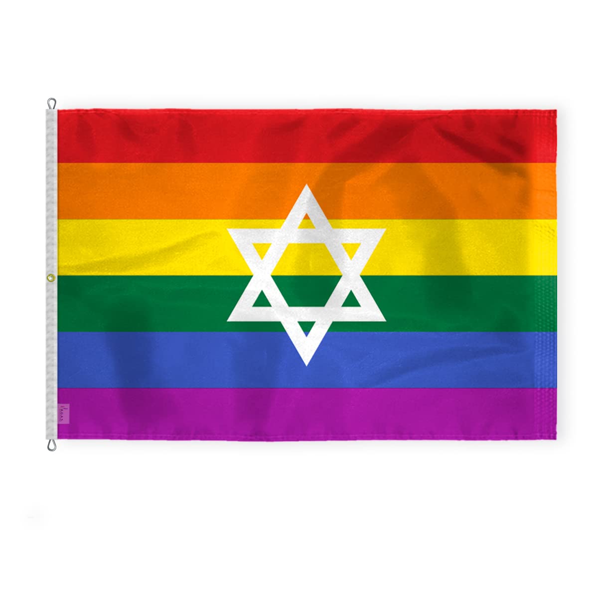 Bandiera Israele Arcobaleno Progress Pride 90x150cm - Bifacciale In Poliestere Con Occhielli In Ottone - Gay Pride LGBT