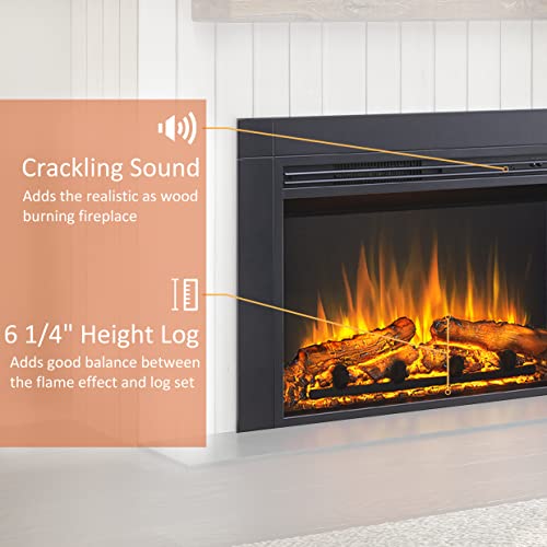 Image of LegendFlame Jaden 32 inch W x 22 inch H (EF375) Electric Fireplace Insert with Front Trim Kit, Fire Crackling Sound, 750W /1500W Heater, Remote Control