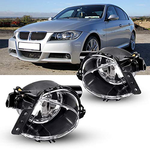 Fog Lights Replacement Compatible with 2006 2007 2008 BMW E90 3 Series Fog Lamps Clear Lens with H11 12V 55W Bulbs 63176948373 63176948374