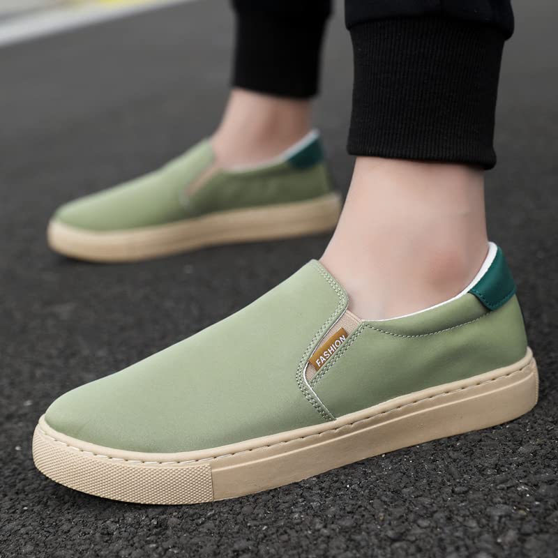 RZDYSQ Men Slip On Sneakers, Casual Canvas Shoes, Fashion Shoes with Comfortable and Breathable (Green,US-10.5/11)4